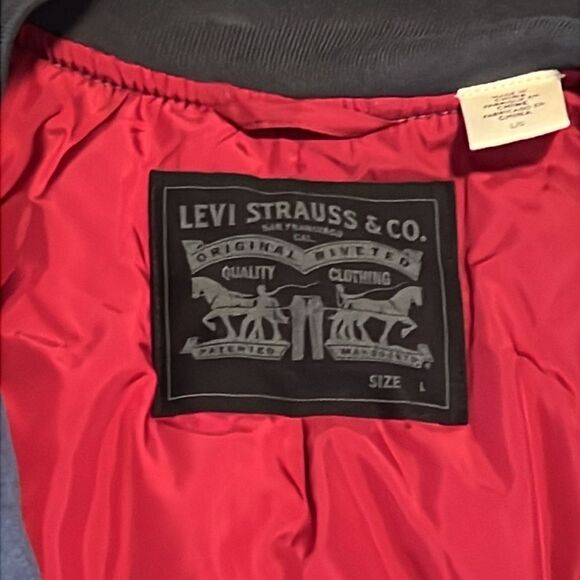 Levi's Blue Snap Front Poly/Wool Blend Varsity Jacket Size Large - Picture 8 of 10